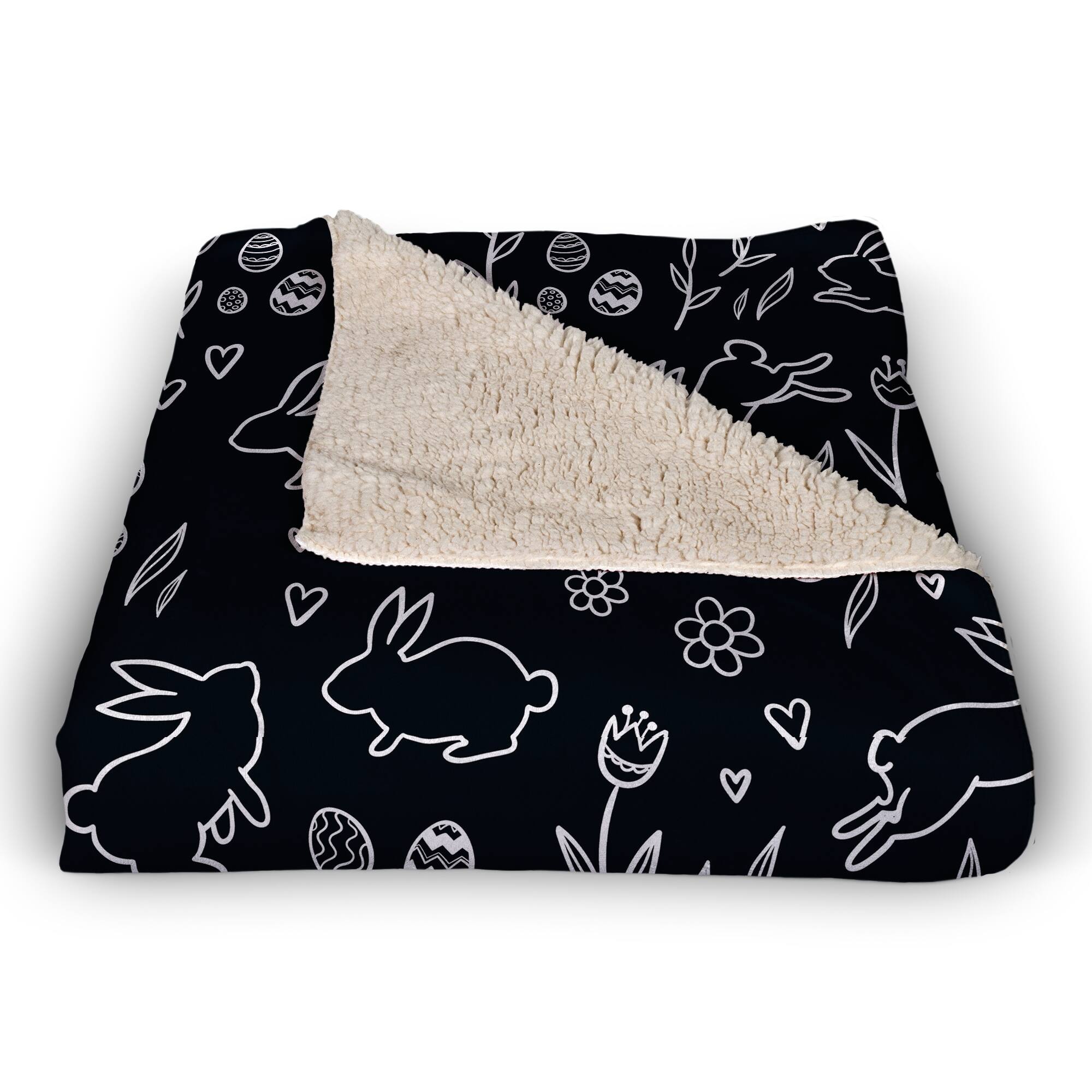 Easter Bunny Pattern Blanket 50" x 60" Sherpa Fleece Blanket
